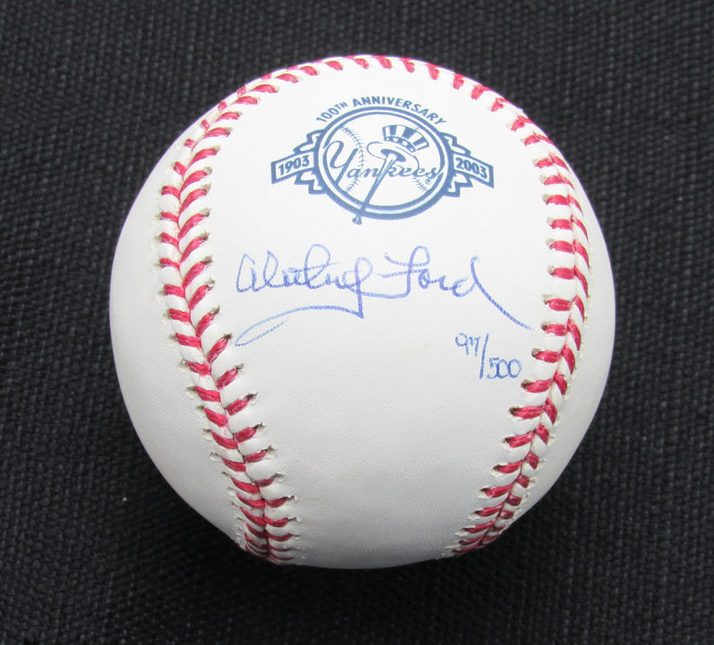 Whitey Ford Signed/Auto Yankees 100th OML Baseball STEINER Inscr 187128