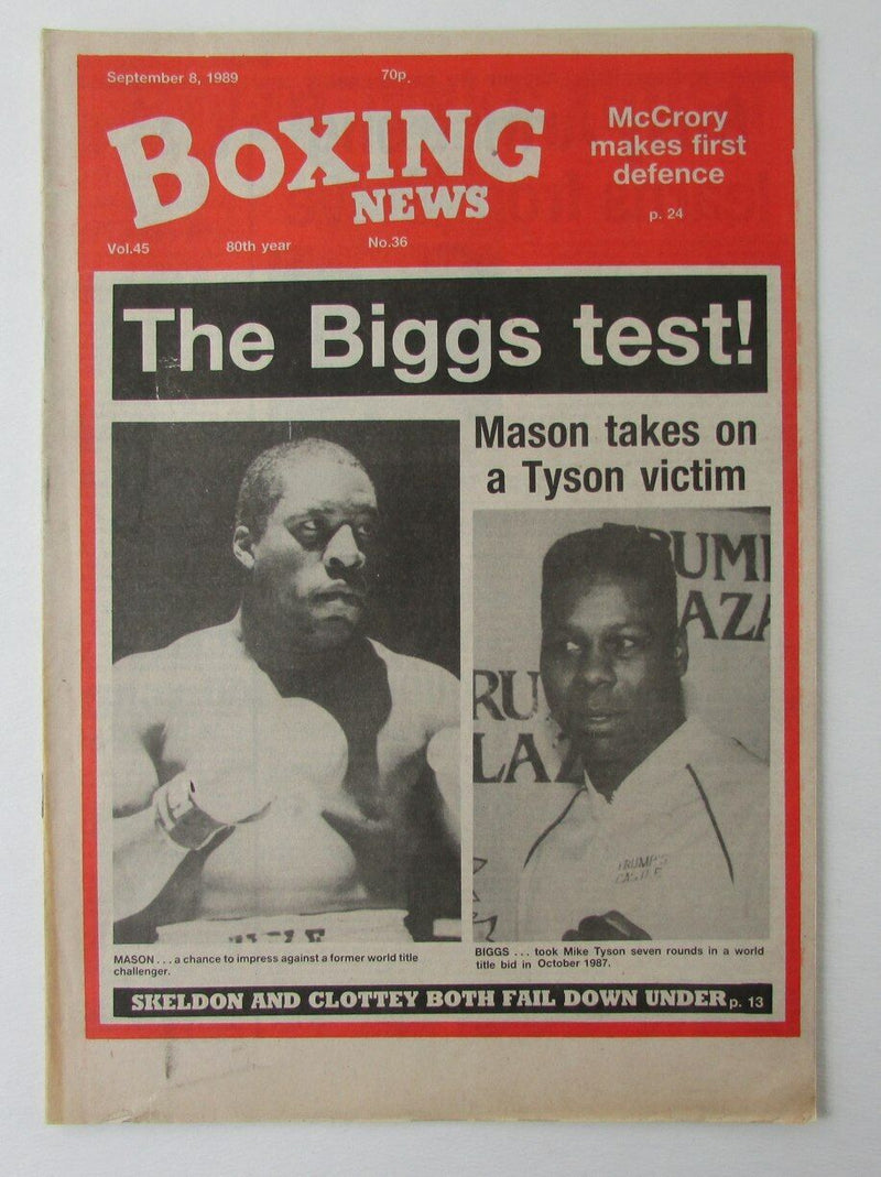September 8, 1989 Boxing News Magazine Mason vs. Biggs