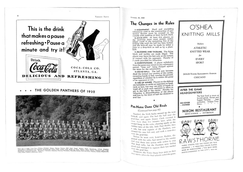 10/29/1932 Notre Dame vs. Pitt College Program 185773