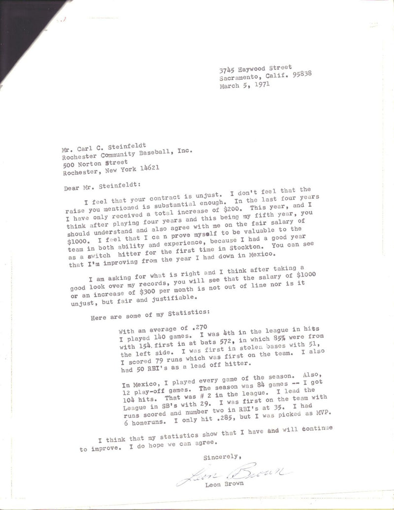 Lot of 12 Leon Brown Baltimore Orioles Signed/Unsigned  Contracts/Letters 151597