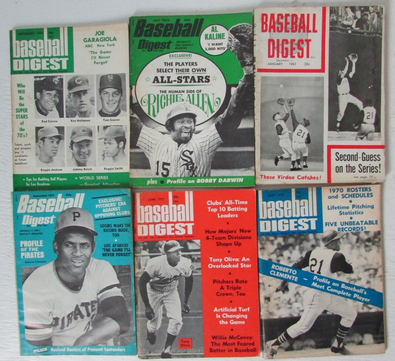 Lot of 36 Baseball Digest '60(5) '61(7)'62(3) '65-'67(4) '71(4) '72(8)  147003
