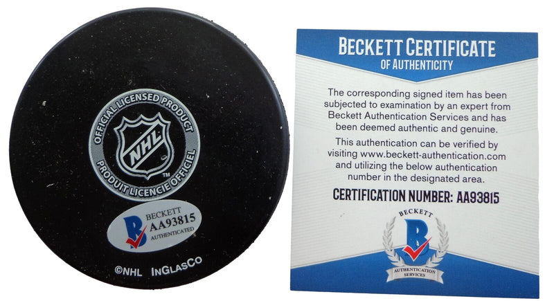 Milt Schmidt HOF Autographed/Inscribed Boston Bruins Hockey Puck Beckett 181051