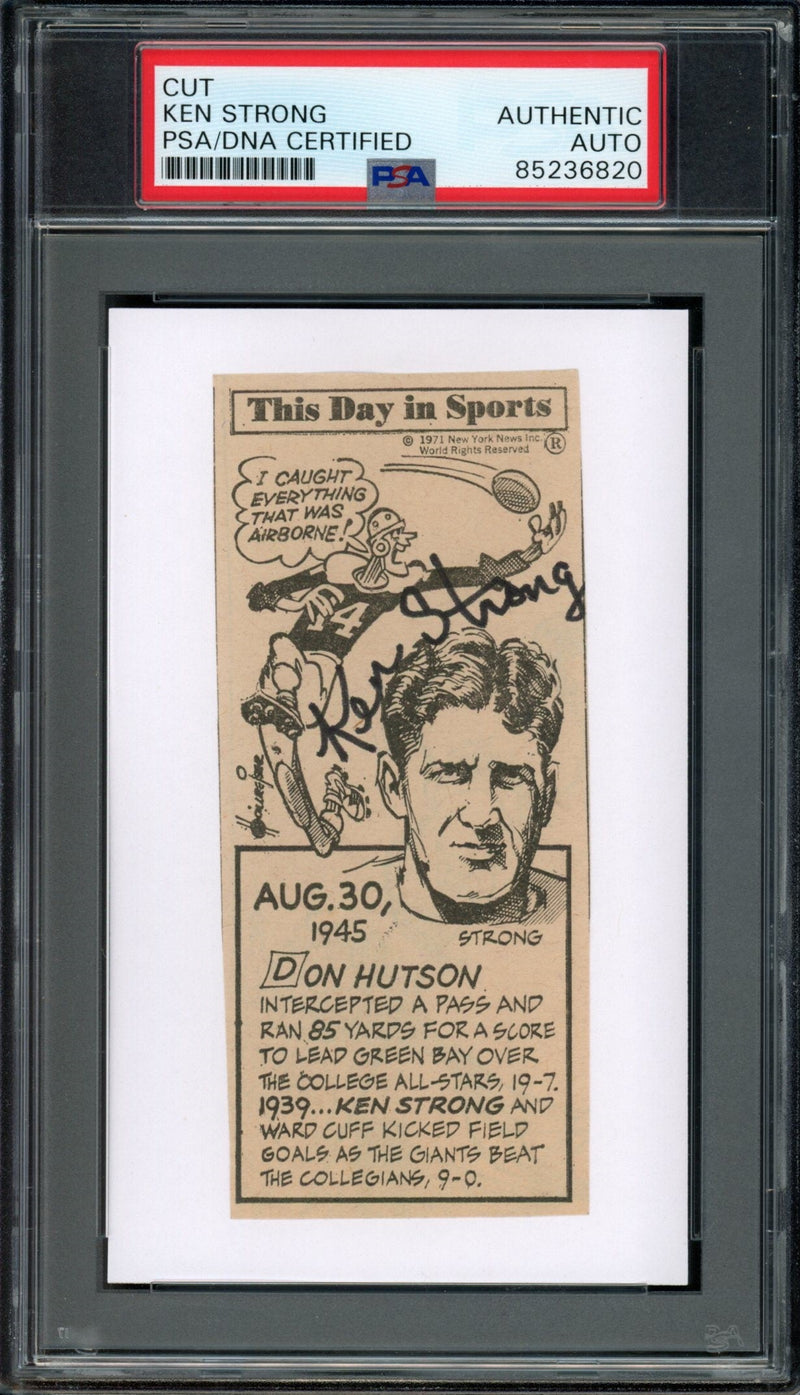 Ken Strong HOF Signed/Auto Cut Photo on 3x5 Card Giants PSA/DNA 188288