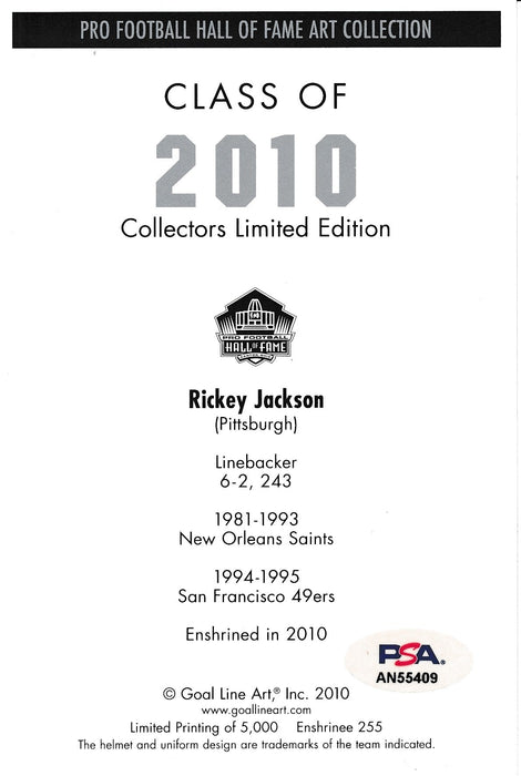 Rickey Jackson HOF Saints Signed 2010 GLAC/Goal Line Art Postcard PSA/DNA 186318