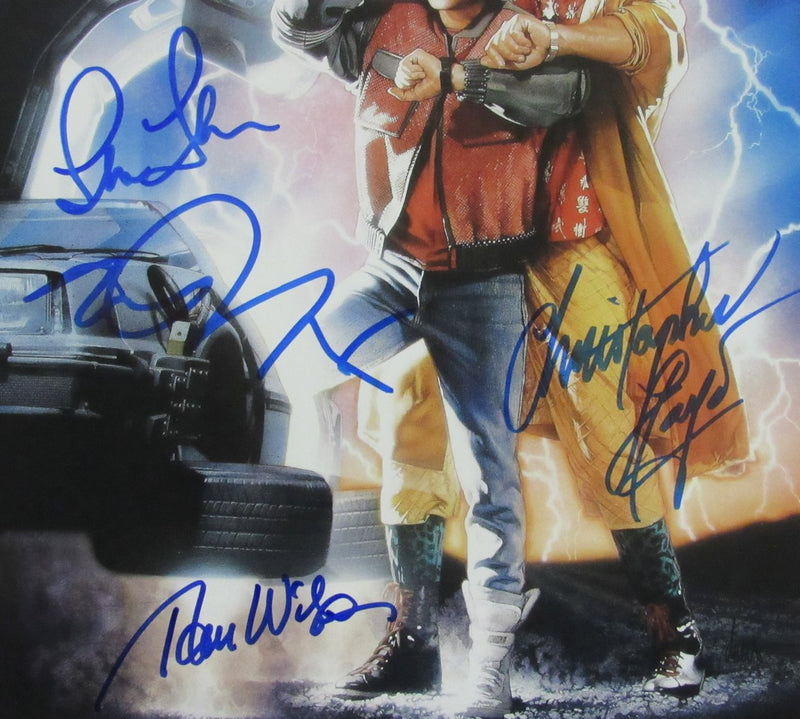 Michael J Fox/Lloyd/Thompson/Wilson (4)Signed 11x17 Photo Back to Future JSA 097
