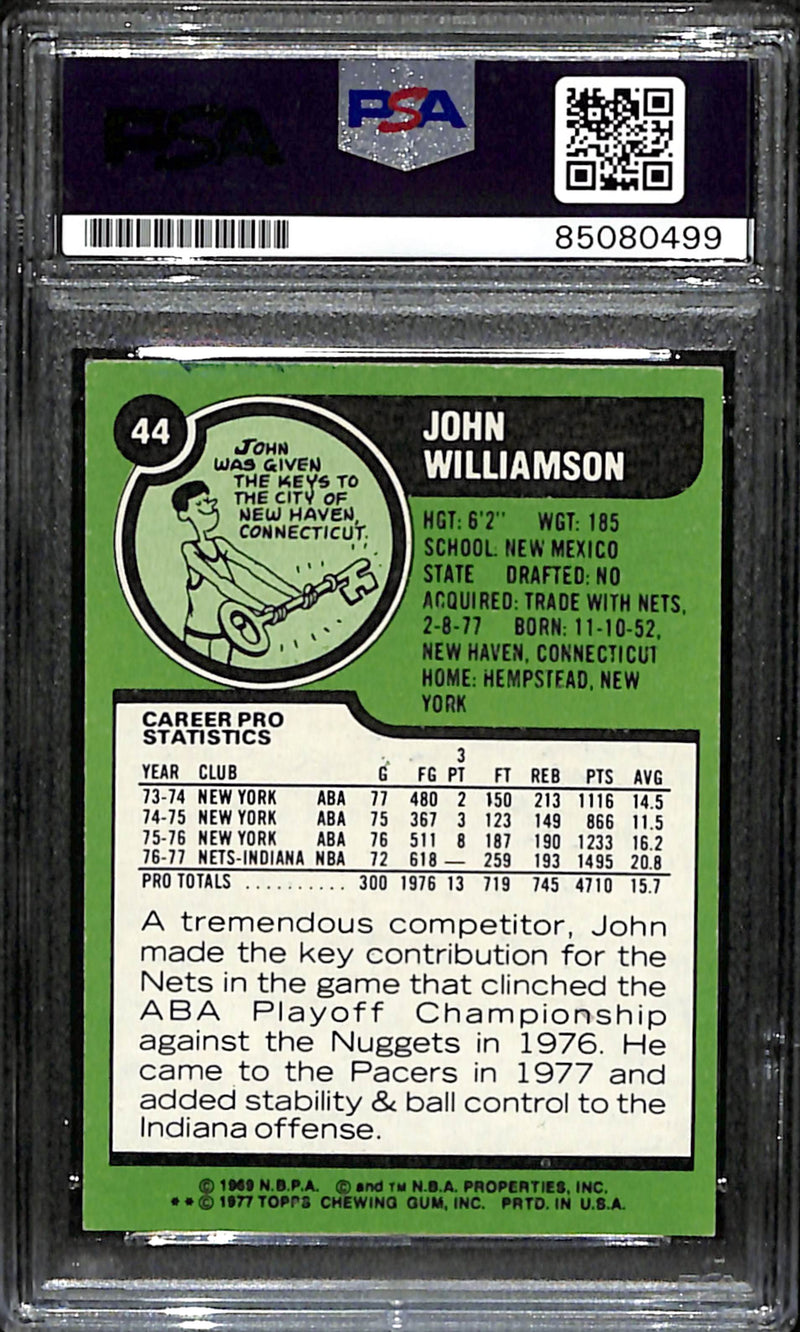 John Williamson Signed 1977 Topps Card #44 Indiana Pacers PSA/DNA 185671