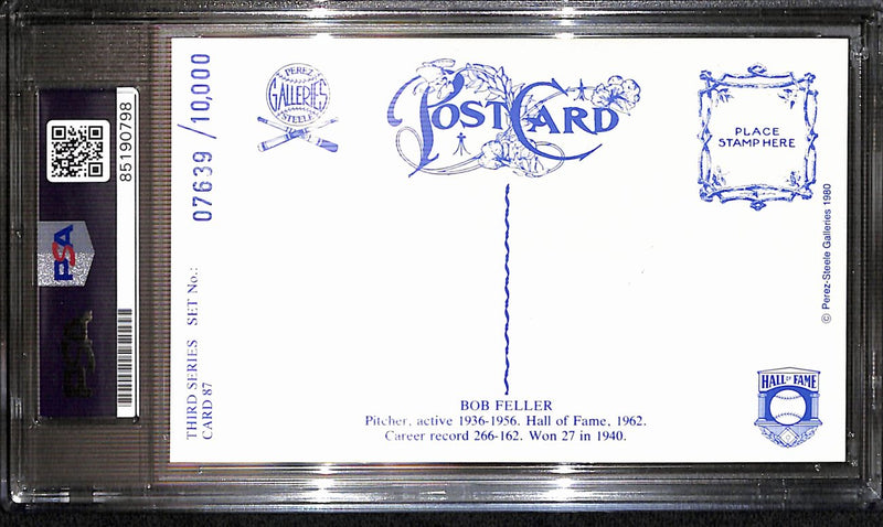 Bob Feller HOF Signed 1980 Perez Steele Postcard Cleveland Indians PSA/DNA 187408