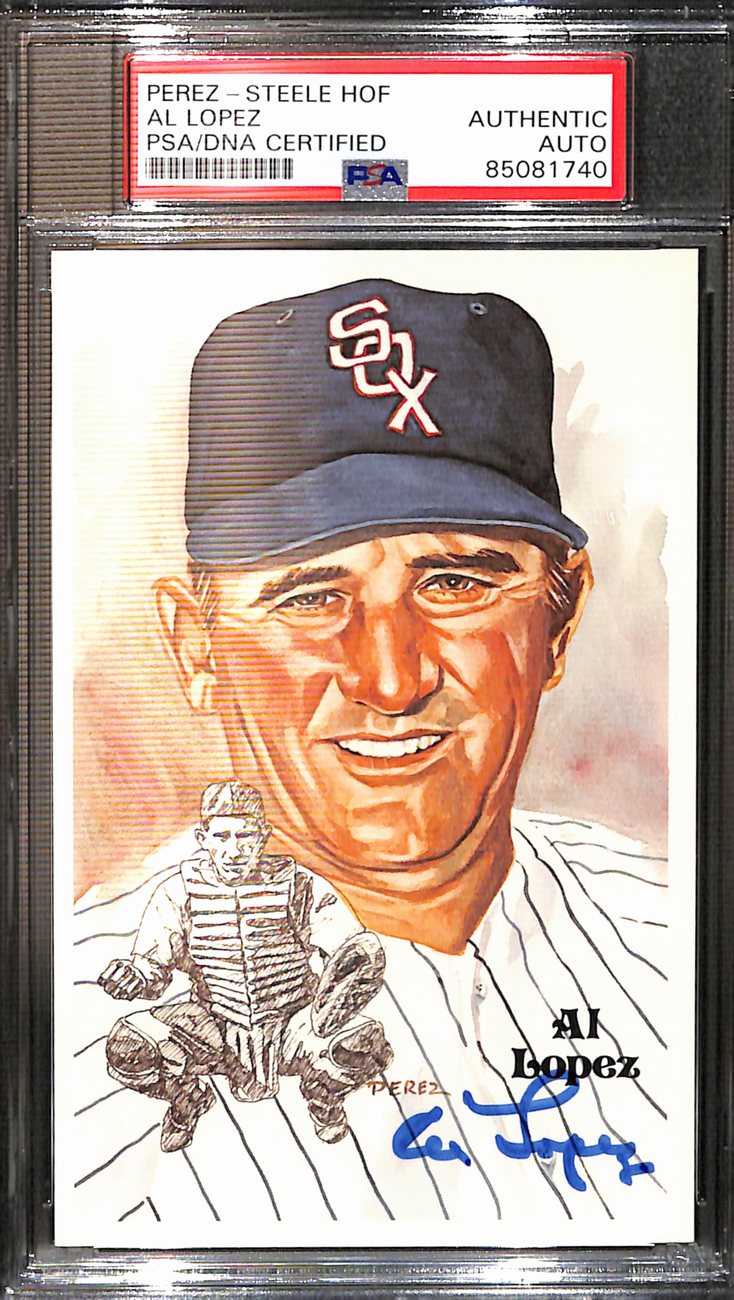 Al Lopez Signed 1980 Perez-Steele HOF Postcard White Sox PSA/DNA 183743