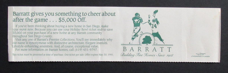 1989 Holiday Bowl College Football Game Full Ticket Penn State vs. BYU