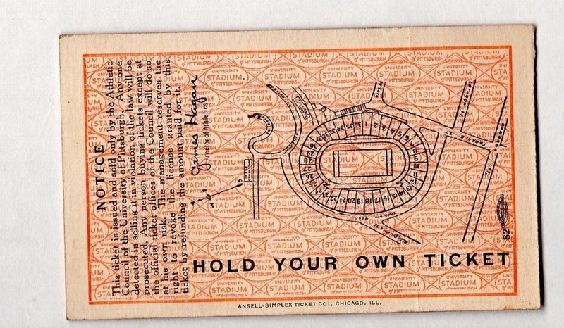 Oct. 22 1938 Pittsburgh vs. SMU College Football Ticket Stub 129647