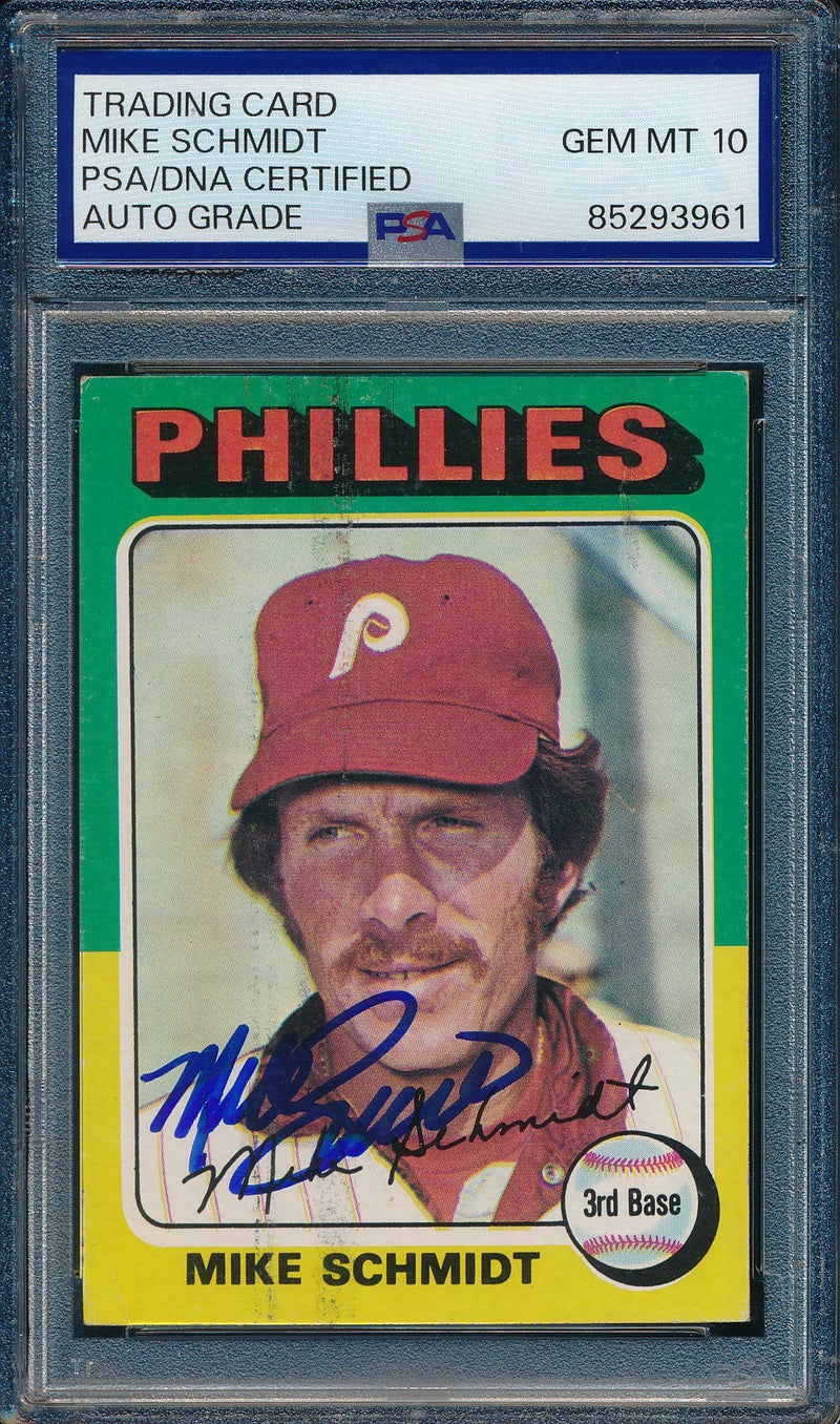 1975 Topps Mike Schmidt Phillies Card #70 Signed PSA/DNA GEM MINT 10 190437