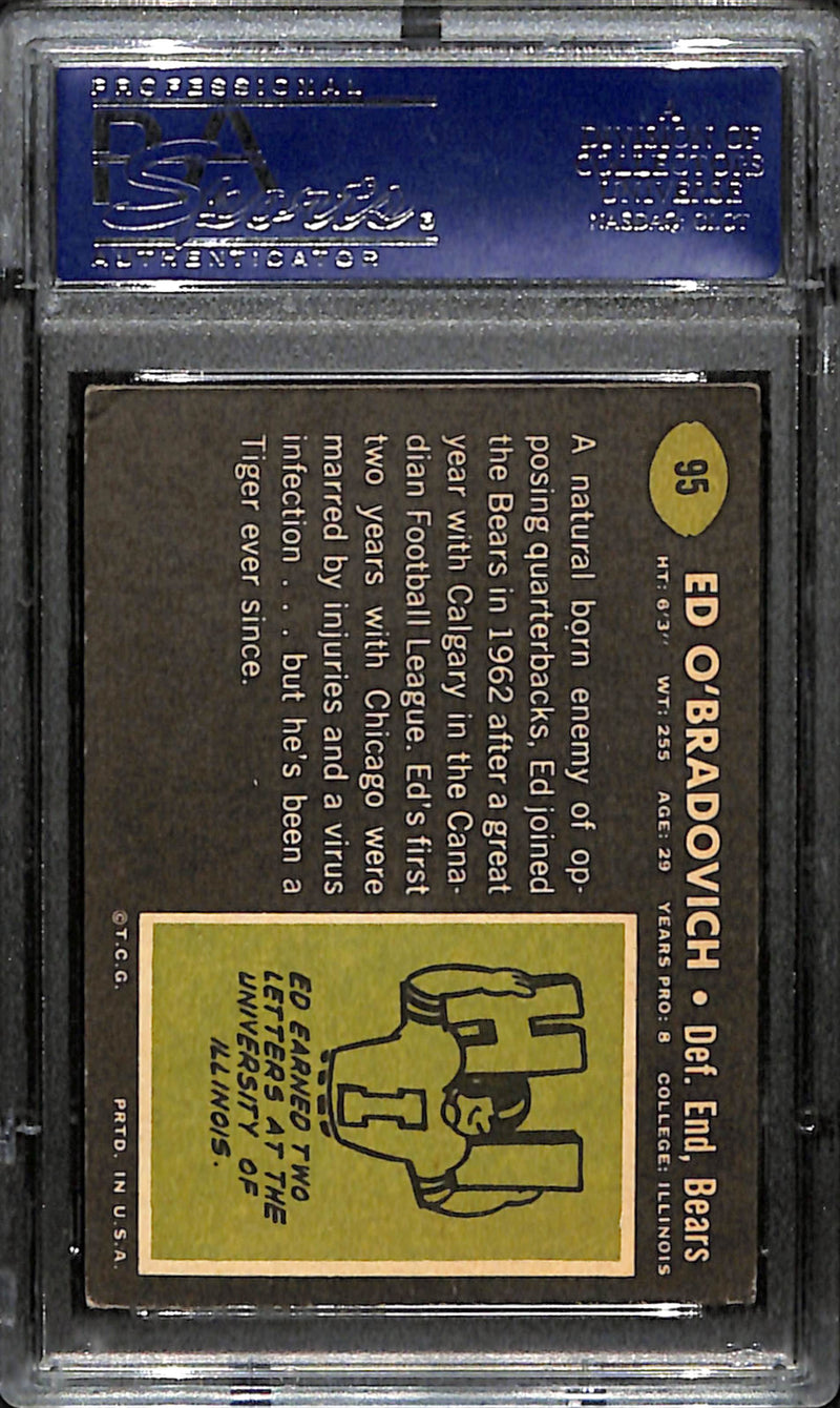 Ed O'Bradovich Signed 1969 Topps Card #95 Chicago Bears PSA/DNA 185966