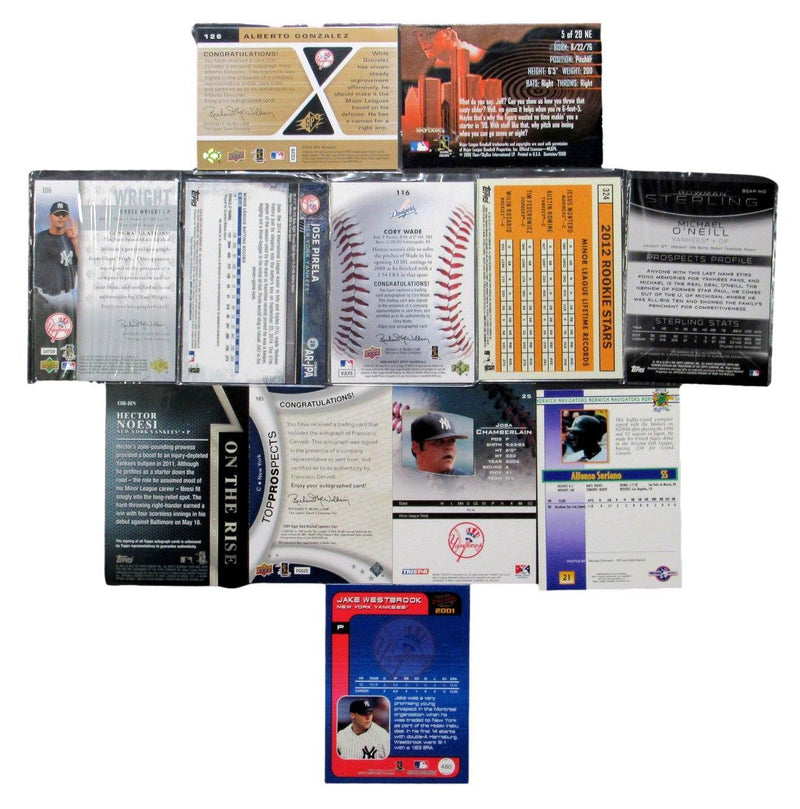 Lot of 12 Assorted New York Yankees Upper Deck Autographed/Signed Cards