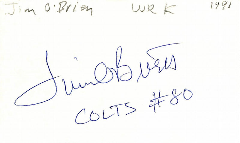 Jim O'Brien Signed/Auto 3x5 Index Card Baltimore Colts 189519