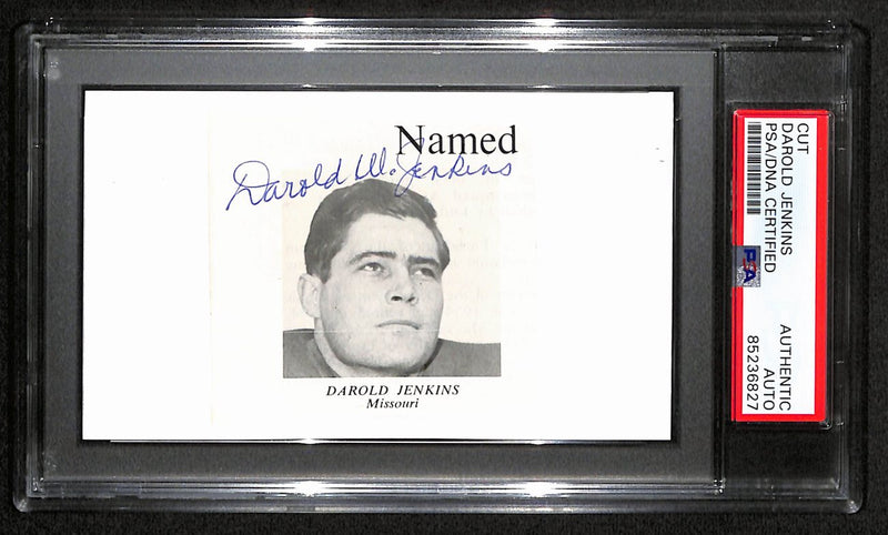Darold Jenkins CFB HOF Signed/Auto Cut Photo on 3x5 Card Missouri PSA/DNA 189004