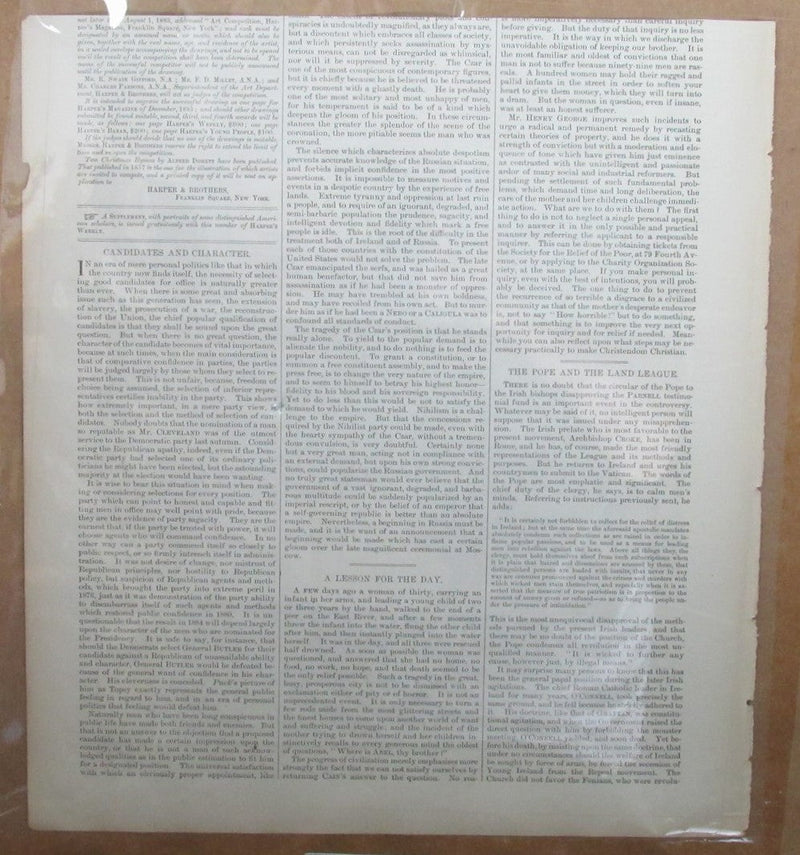 May 14, 1881 Harper's Weekly Newspaper Princeton Baseball Framed 190156