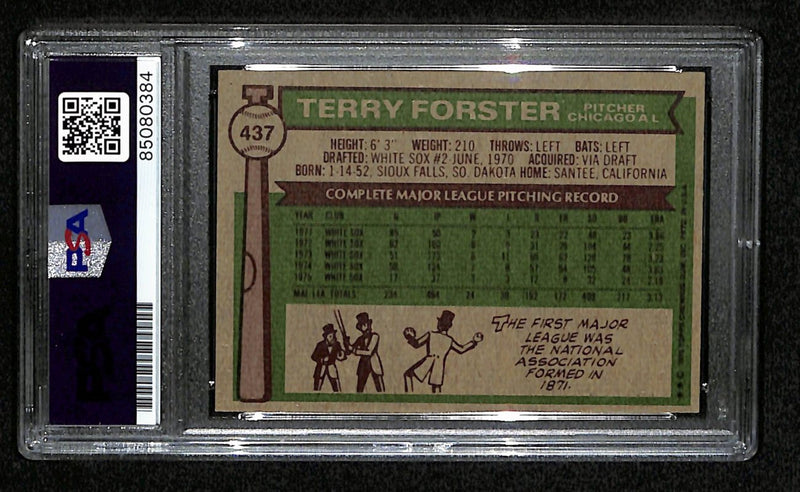 Terry Forster Signed 1976 Topps Card #437 Chicago White Sox PSA/DNA 184428