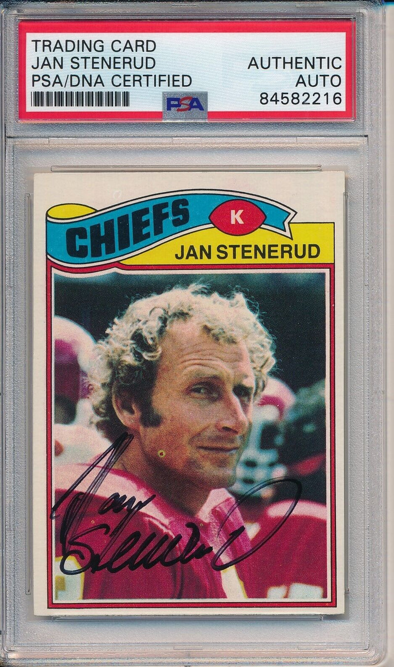 Jan Stenerud HOF Signed/Auto 1977 TOPPS Card #335 KC Chiefs PSA/DNA