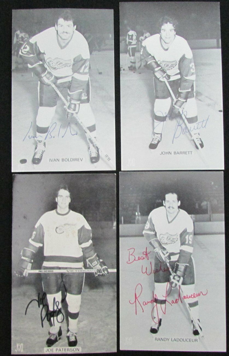 Lot of 4 Detroit Red Wings Signed 3x5 B/W Team Issued Photos incl.Boldrev 150461