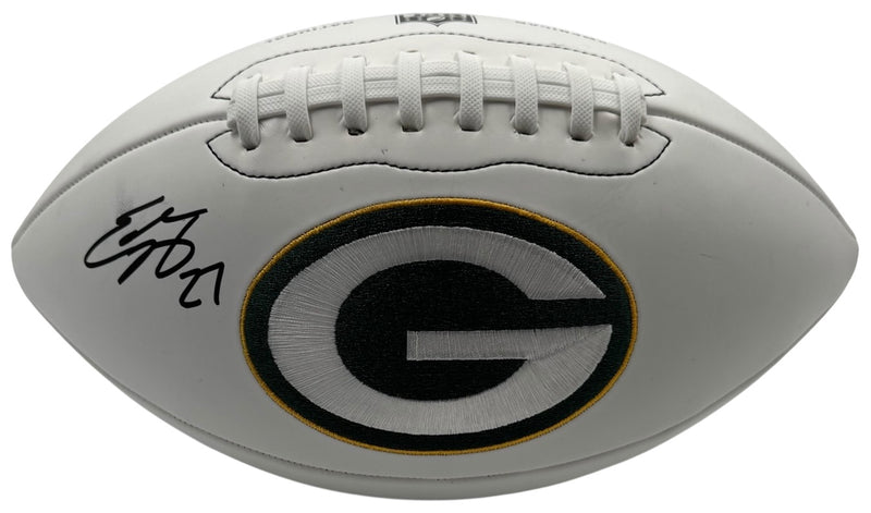 Eddie Lacy signed Green Bay Packers white logo football JSA front