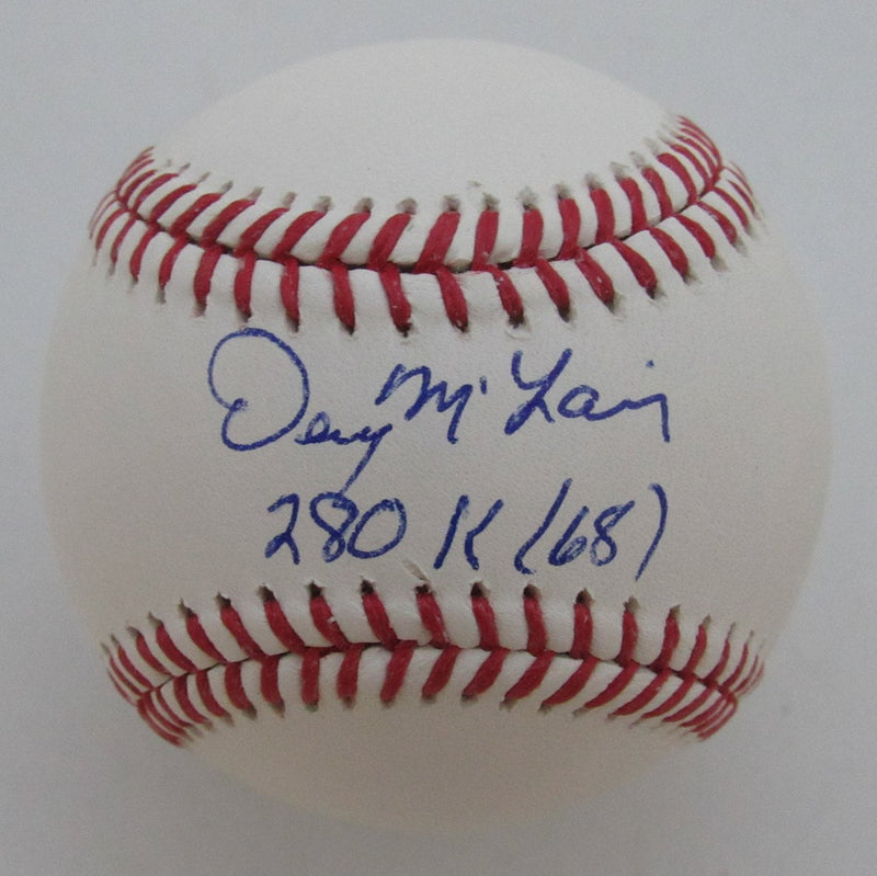 Denny McLain Autographed/Inscribed OML Baseball Tigers JSA 189366