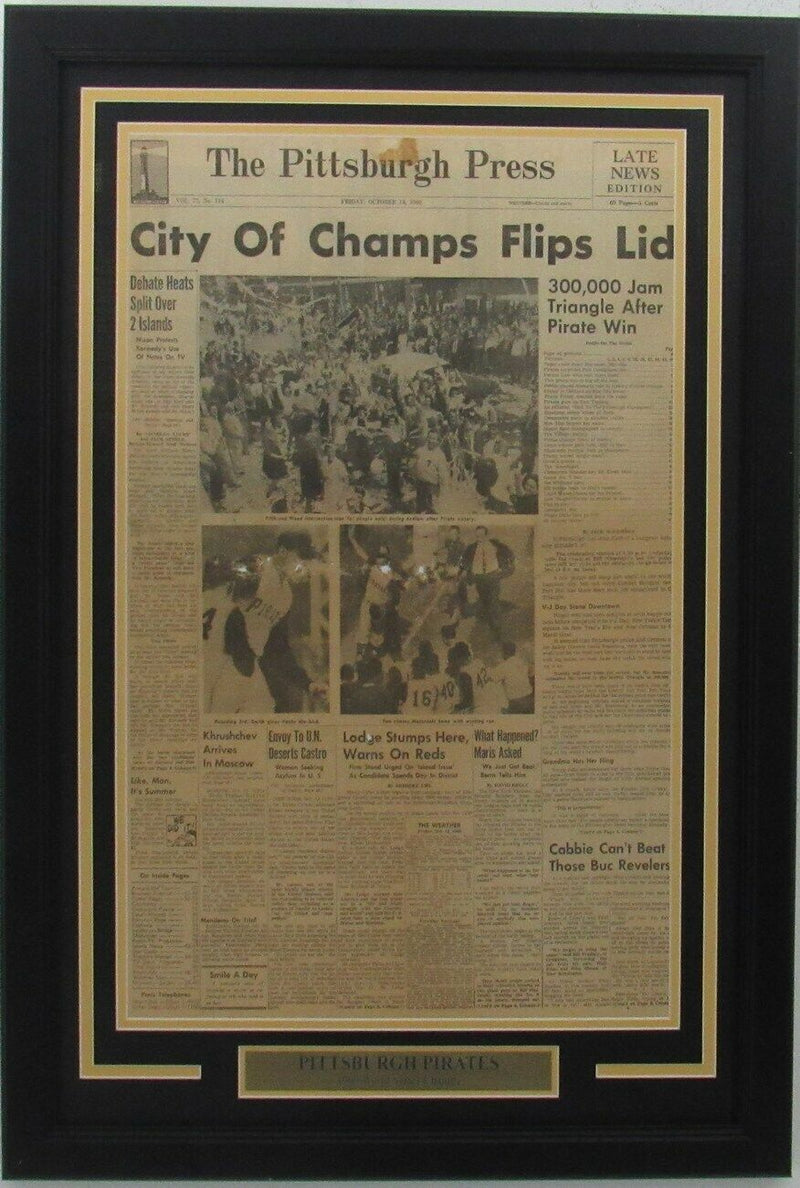 Pirates 1960 World Series Champs The Pittsburgh Press Newspaper Framed 157903