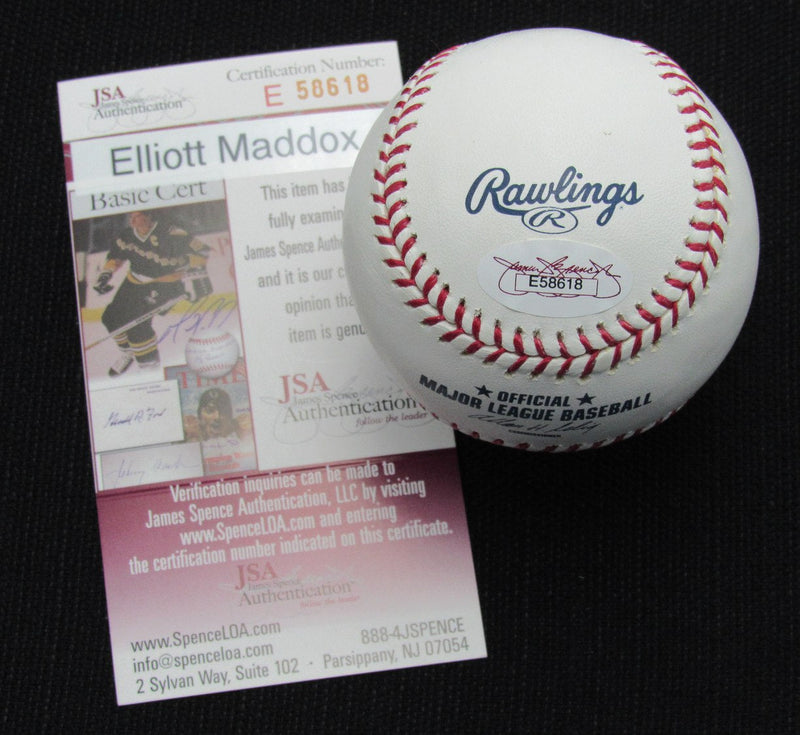 Elliott Maddox Signed/Auto Yankees 100th OML Baseball JSA  186778