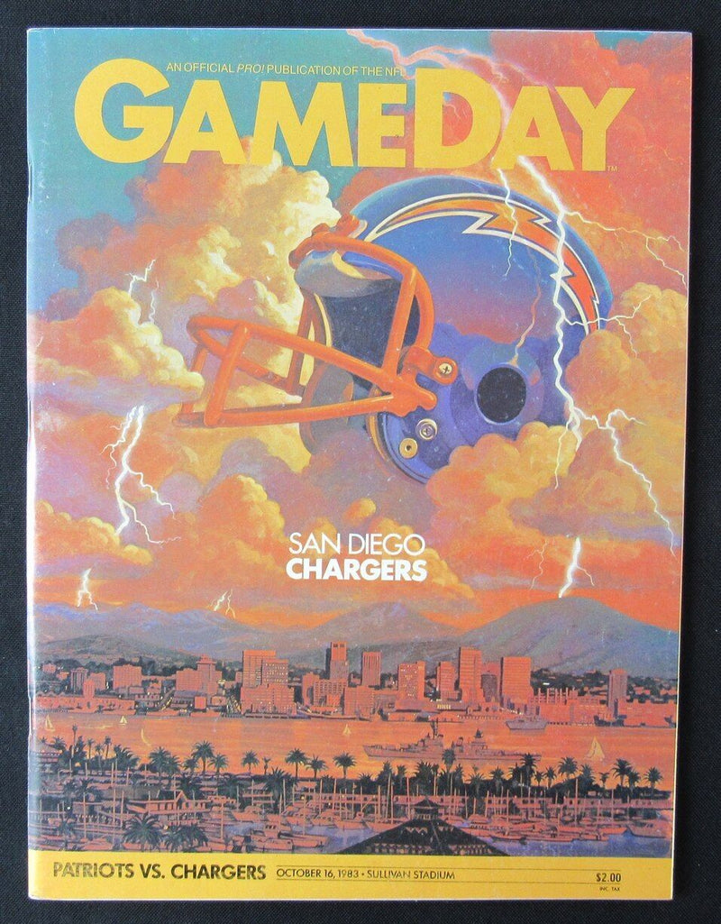 October 16, 1983 New England Patriots vs. Chargers NFL GameDay Program
