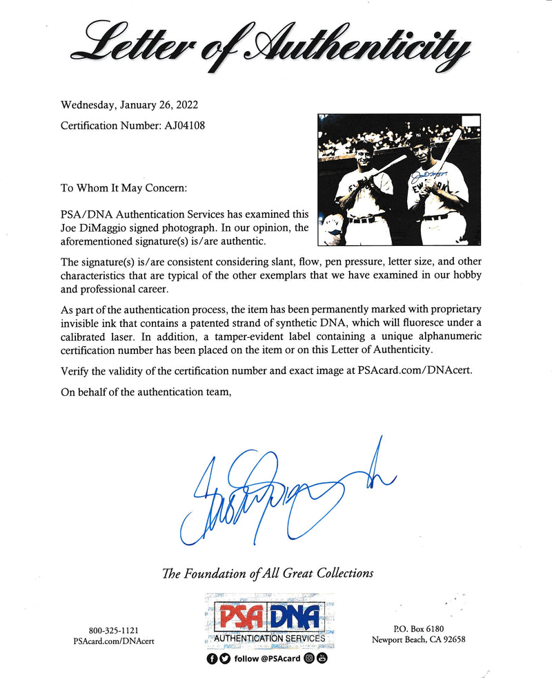 Joe DiMaggio HOF New York Yankees Signed/Autographed 16x20 Photo PSA/DNA 166028