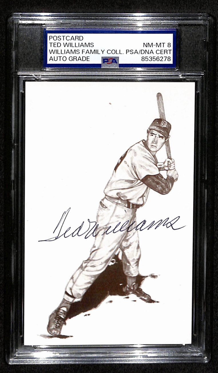 Ted Williams HOF Signed/Auto 5.5x3.5 Postcard Red Sox PSA/DNA NM-MT 8 193211