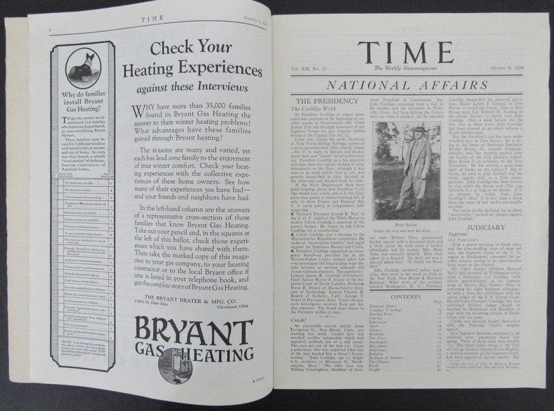 Time Magazine Vol XII No 15 October 8, 1928 William Howard Taft 183252