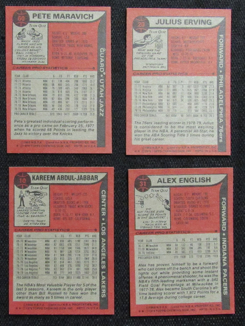 1979-80 TOPPS Basketball Complete Set (132) Erving Maravich Abdul-Jabbar 190308