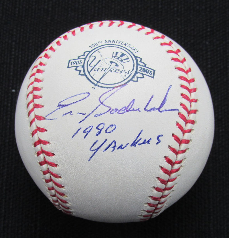 Eric Soderholm Signed/Auto Yankees 100th OML Baseball JSA Inscr  186928