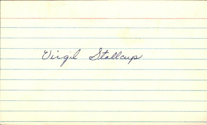Virgil Stallcup St. Louis Cardinals d.1989 Signed/Auto 3x5 Index Card 162560