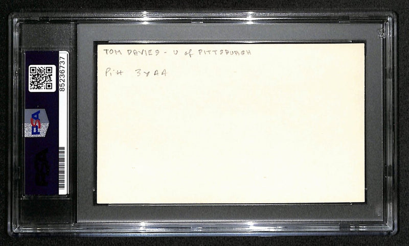 Tom Davies CFB HOF Signed 3x5 Index Card Pitt Panthers RARE PSA/DNA 189028