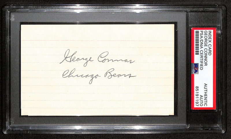 George Connor HOF Signed/Inscribed 3x5 Index Card Chicago Bears PSA/DNA 187435