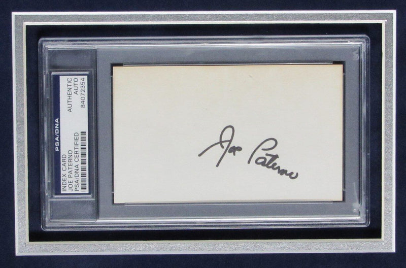 Joe Paterno Penn State Signed 3x5 Index Card w/ 8x10 Photo Framed PSA/DNA 166692