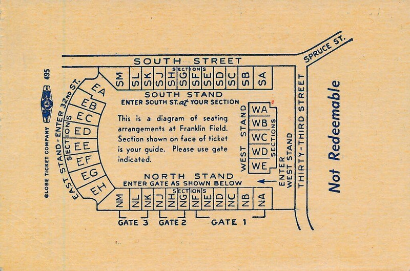 1949 U of Pennsylvania vs. Pittsburgh College Football Game Ticket Stub 144211