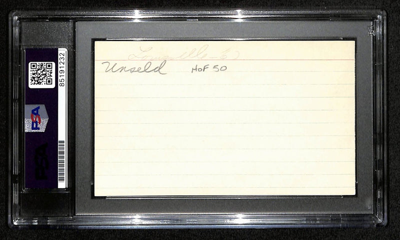 Westley Unseld HOF Signed/Auto 3x5 Index Card Washington Bullets PSA/DNA 188582