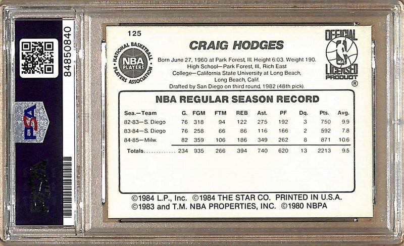 1985-86 Star Company #125 Craig Hodges Bucks Signed/Auto Card PSA/DNA 178994