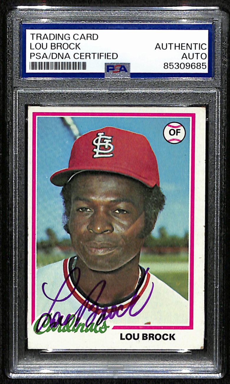 Lou Brock HOF Signed/Autographed 1978 Topps Card #170 Cardinals PSA/DNA 190680