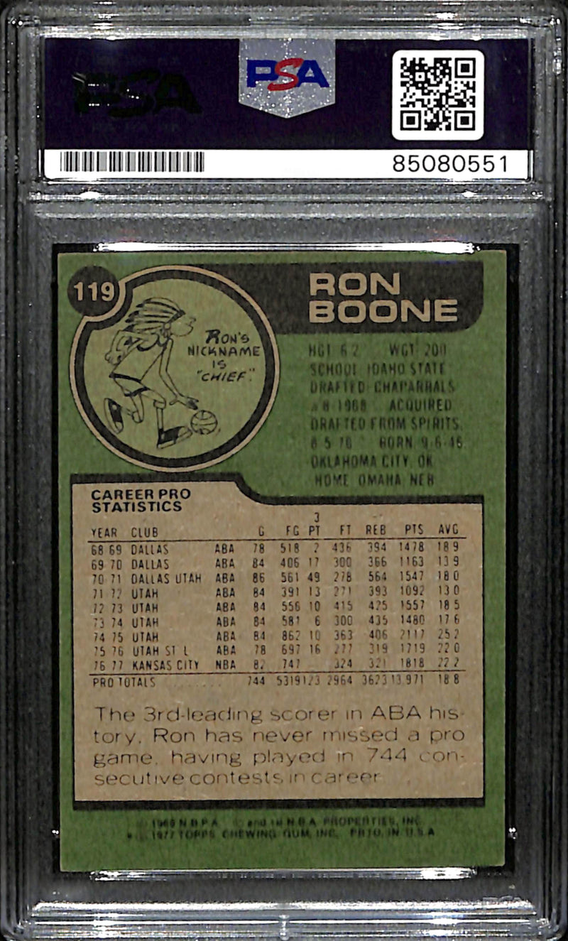 Ron Boone Signed 1977 Topps Card #119 Kansas City Kings PSA/DNA 185730