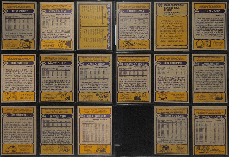 1979 TOPPS Football Minnesota Vikings  Complete Team Set 17/17 Cards 189278