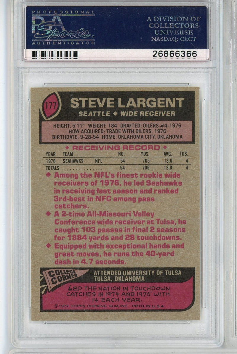 Graded 1977 Topps Steve Largent #177 Rookie RC Football Card PSA 9 OC Mint