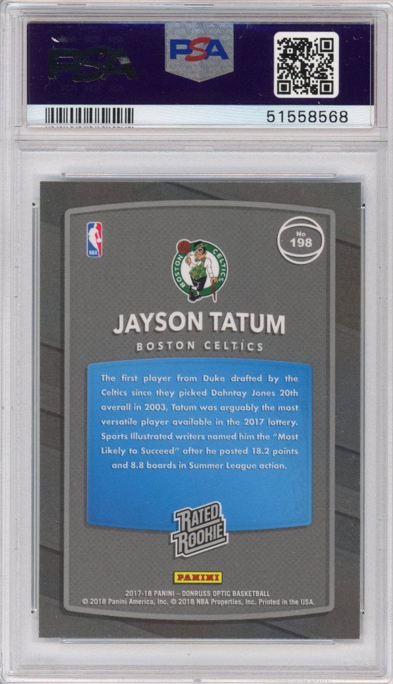 Graded 2017-18 Panini Donruss Optic Jayson Tatum #198 Rookie RC Basketball Card PSA 10 Gem Mint