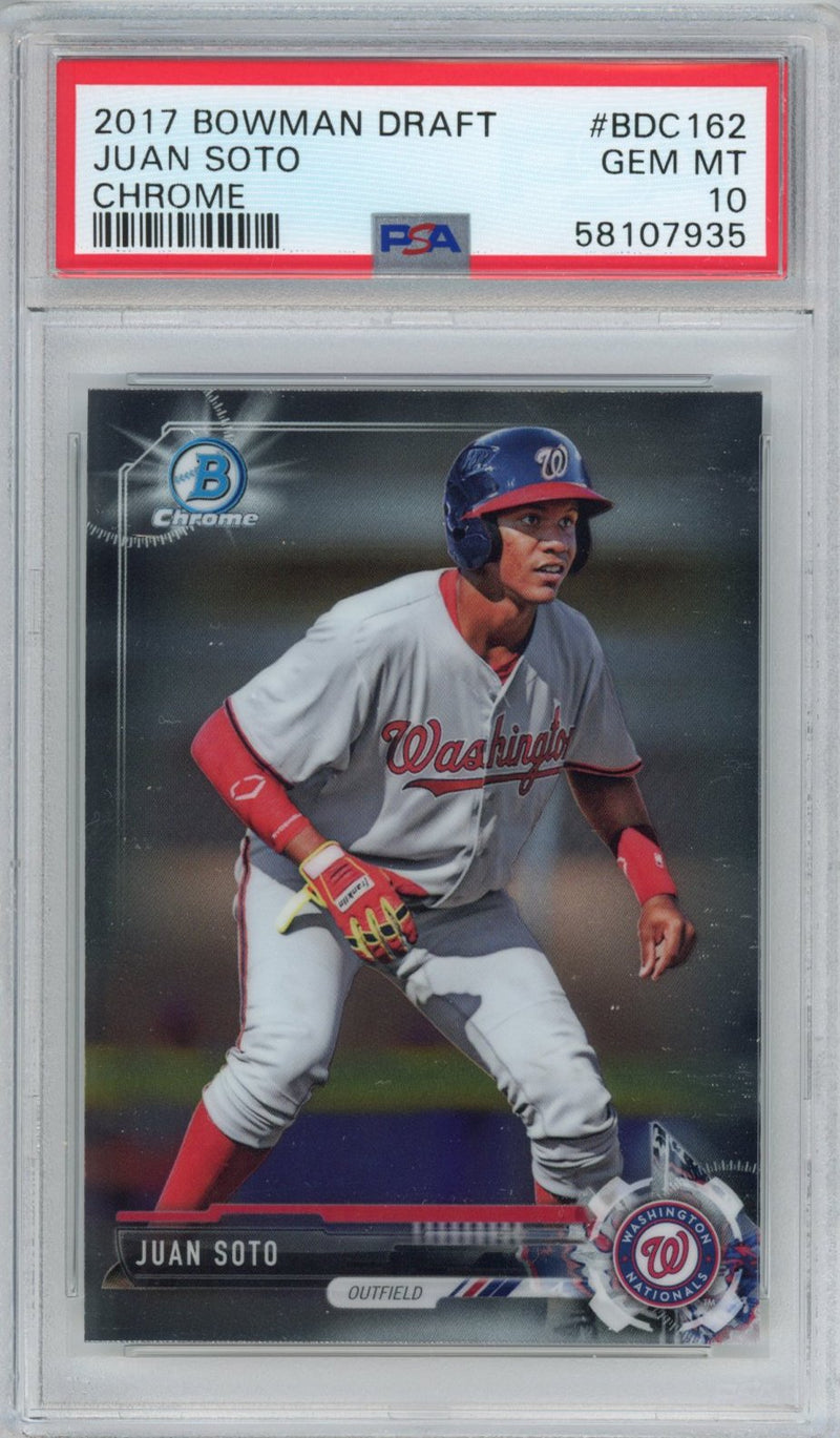 Graded 2017 Bowman Draft Chrome Juan Soto #BDC162 Rookie RC Baseball Card PSA 10 Gem Mint