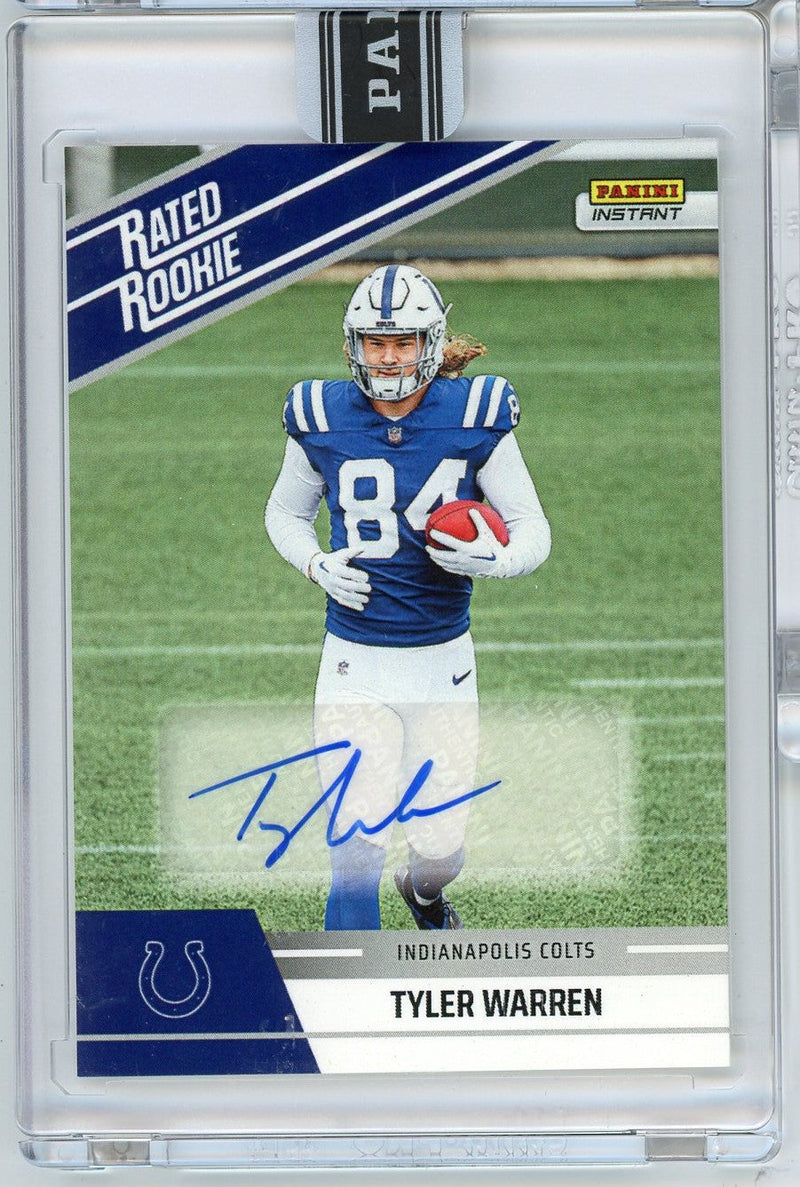 2025 Panini Instant NFL Tyler Warren #31 Rated Retro Rookie Auto /99 Indianapolis Colts Rookie RC Football Card