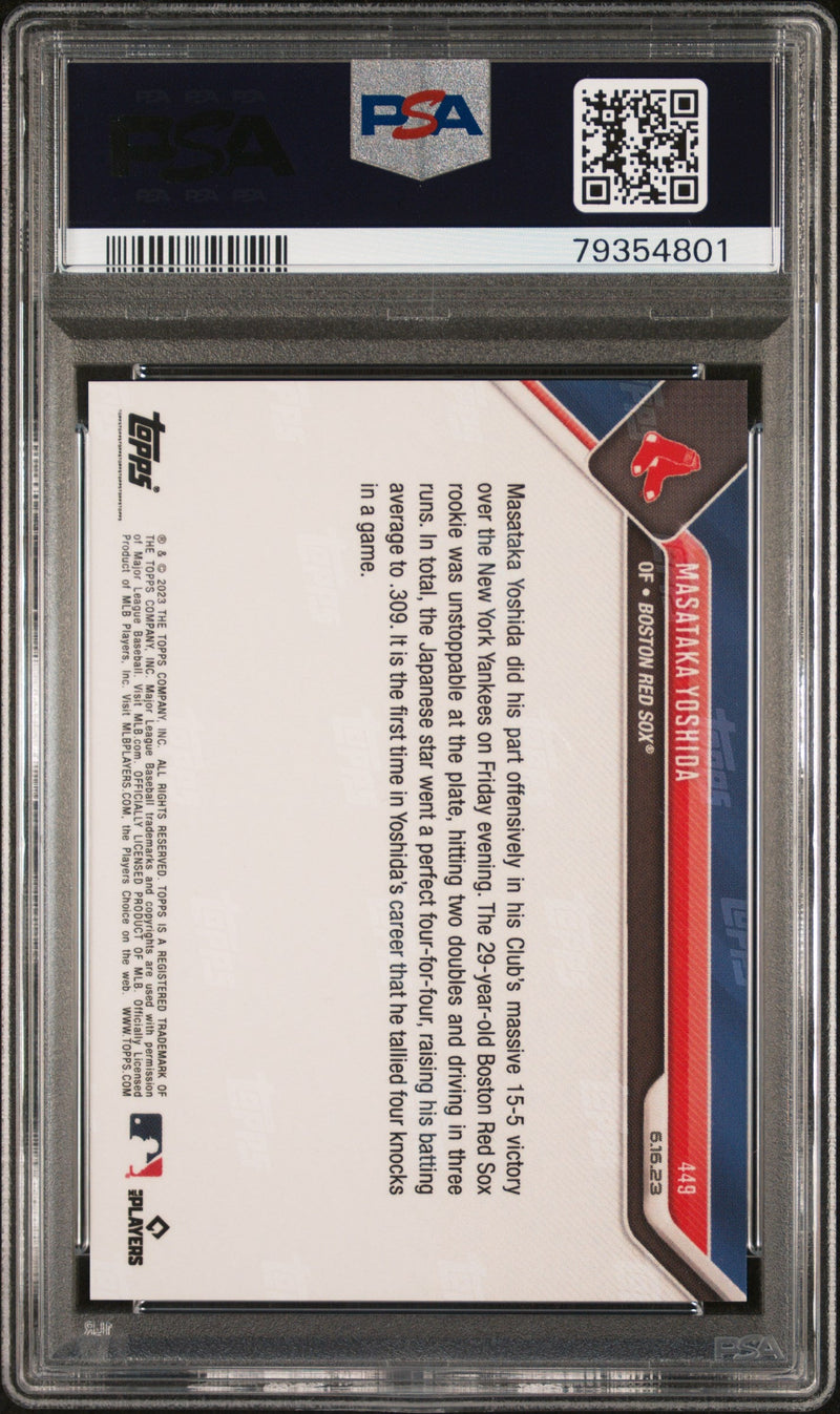 Graded 2023 Topps Now Masataka Yoshida #449 Rookie RC Baseball Card PSA 10 Gem Mint