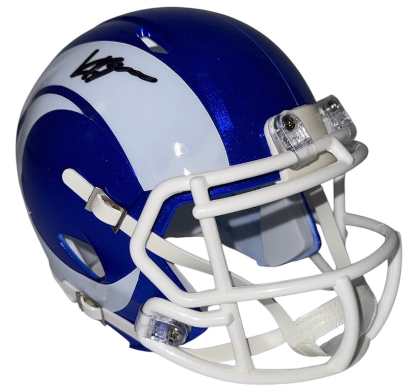 Konata Mumpfield Rams mini helmet angled view