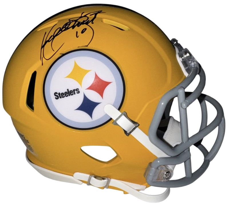 Kordell Stewart signed Pittsburgh Steelers 2025 on field alternate yellow Speed mini helmet side view